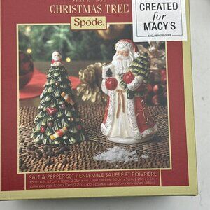 Rare Spode Christmas Tree and Santa Claus Salt and Pepper Shakers - New In Box